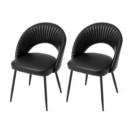 Chaise de salle à manger Glitzhome style moderne milieu du siècle, en cuir PU matelassé avec pieds fuselés en métal