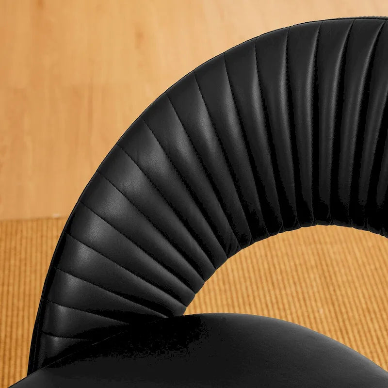Chaise de salle à manger Glitzhome style moderne milieu du siècle, en cuir PU matelassé avec pieds fuselés en métal