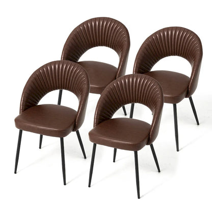 Chaise de salle à manger Glitzhome style moderne milieu du siècle, en cuir PU matelassé avec pieds fuselés en métal