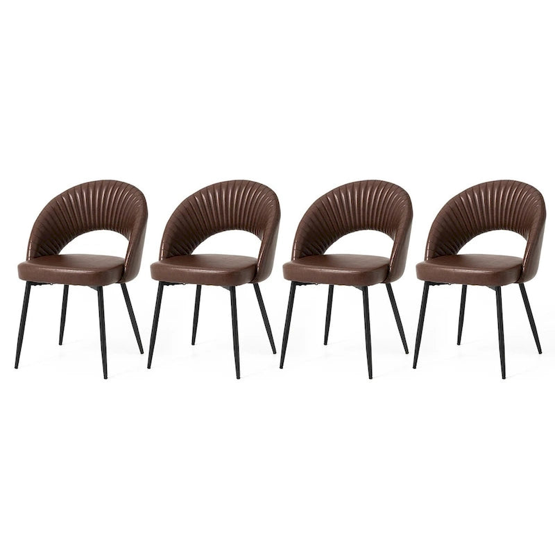 Chaise de salle à manger Glitzhome style moderne milieu du siècle, en cuir PU matelassé avec pieds fuselés en métal