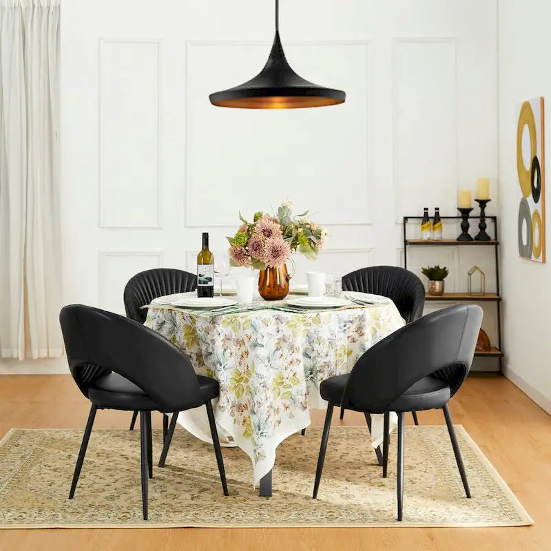 Chaise de salle à manger Glitzhome style moderne milieu du siècle, en cuir PU matelassé avec pieds fuselés en métal