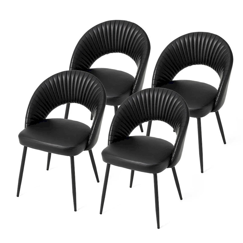 Chaise de salle à manger Glitzhome style moderne milieu du siècle, en cuir PU matelassé avec pieds fuselés en métal