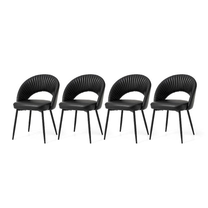 Chaise de salle à manger Glitzhome style moderne milieu du siècle, en cuir PU matelassé avec pieds fuselés en métal