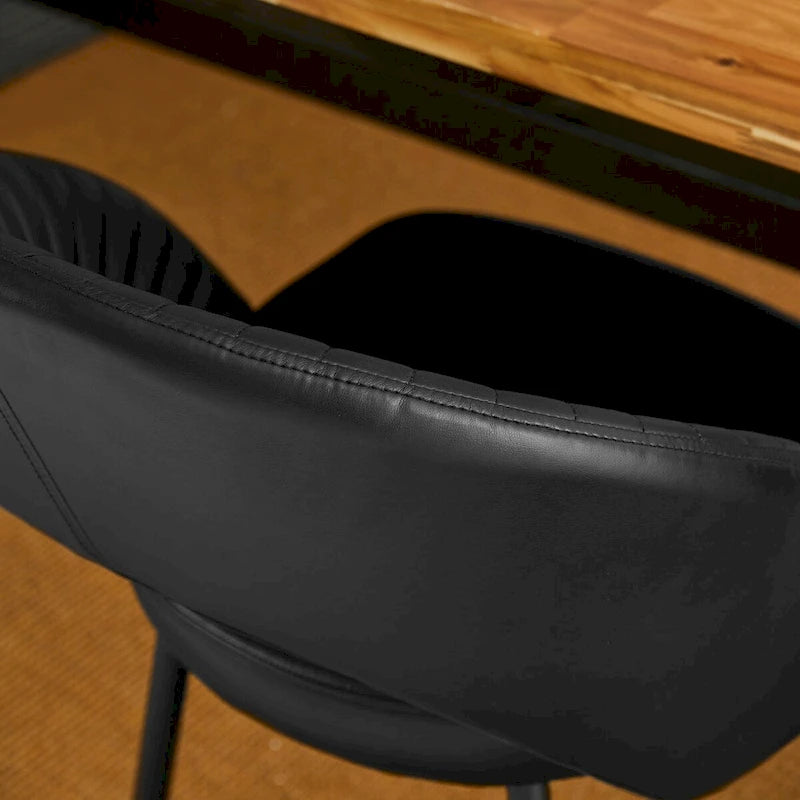 Chaise de salle à manger Glitzhome style moderne milieu du siècle, en cuir PU matelassé avec pieds fuselés en métal