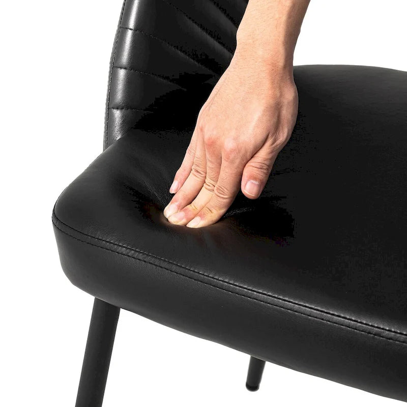 Chaise de salle à manger Glitzhome style moderne milieu du siècle, en cuir PU matelassé avec pieds fuselés en métal