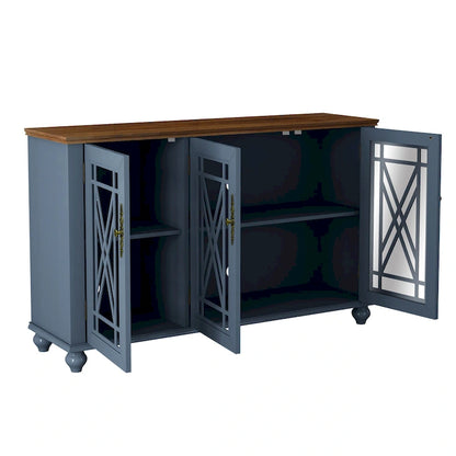 Buffet/meuble d'appoint de cuisine style vintage de 55 pouces de largeur