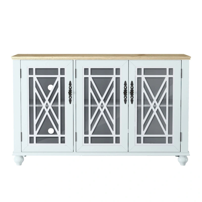 Buffet/meuble d'appoint de cuisine style vintage de 55 pouces de largeur