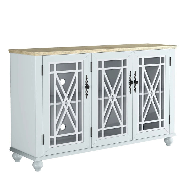 Buffet/meuble d'appoint de cuisine style vintage de 55 pouces de largeur