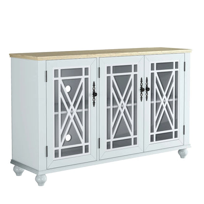 Buffet/meuble d'appoint de cuisine style vintage de 55 pouces de largeur