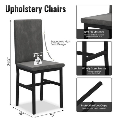 Ensemble de salle à manger décontracté 5 pièces Grondin style moderne avec plateau en faux marbre et 4 chaises de salle à manger rembourrées en velours