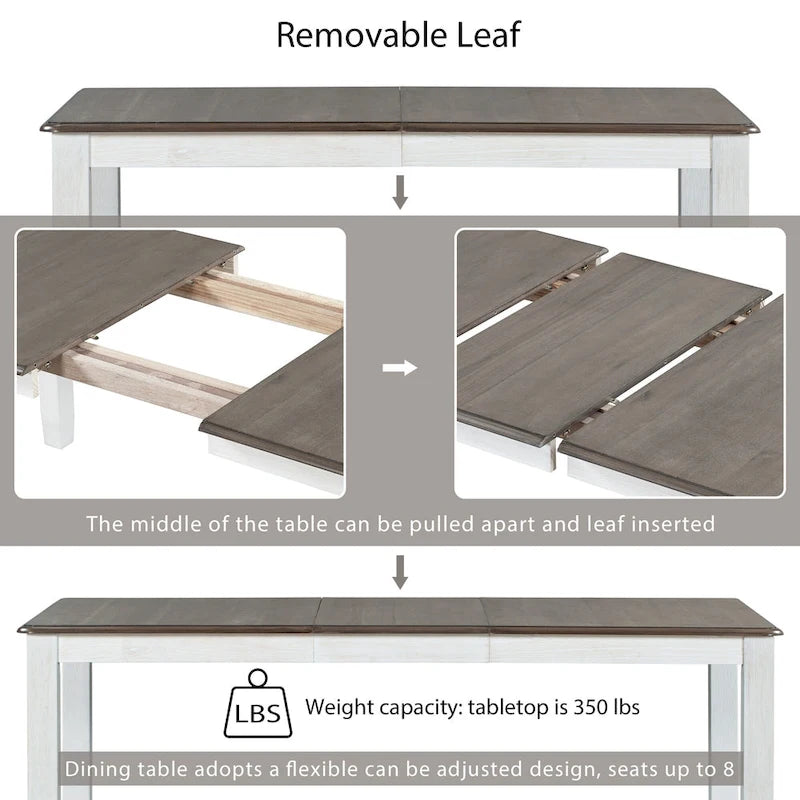 Ensemble de salle à manger 7 pièces avec table extensible et 6 chaises rembourrées