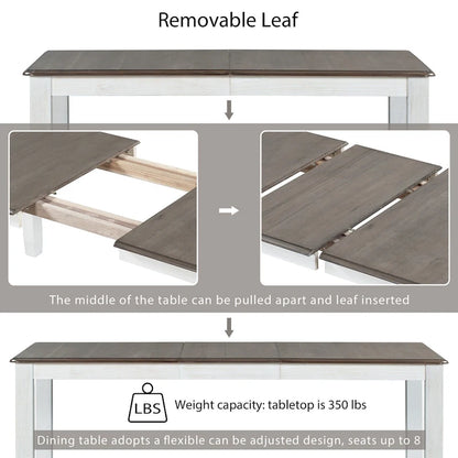 Ensemble de salle à manger 7 pièces avec table extensible et 6 chaises rembourrées