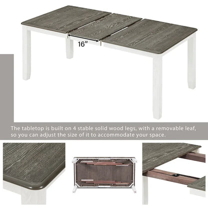 Ensemble de salle à manger 7 pièces avec table extensible et 6 chaises rembourrées