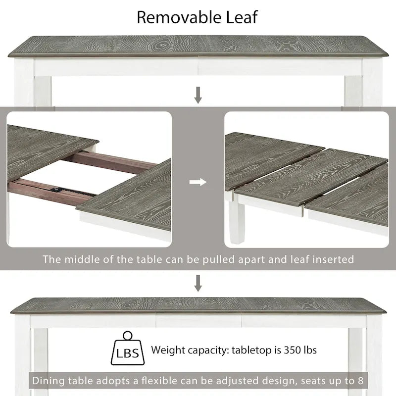 Ensemble de salle à manger 7 pièces avec table extensible et 6 chaises rembourrées