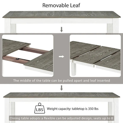 Ensemble de salle à manger 7 pièces avec table extensible et 6 chaises rembourrées