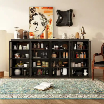 Ensemble de rangement sophistiqué : buffet, vaisselier, bibliothèque