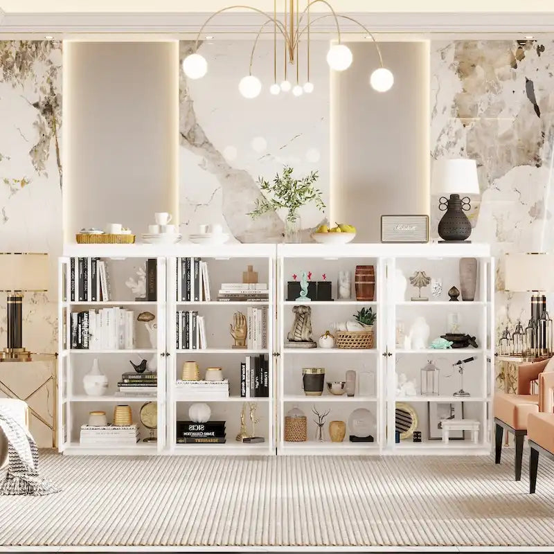 Ensemble de rangement sophistiqué : buffet, vaisselier, bibliothèque