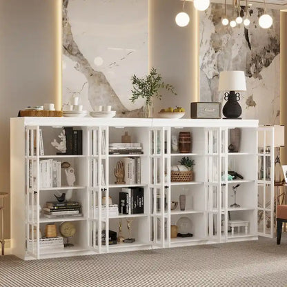 Ensemble de rangement sophistiqué : buffet, vaisselier, bibliothèque