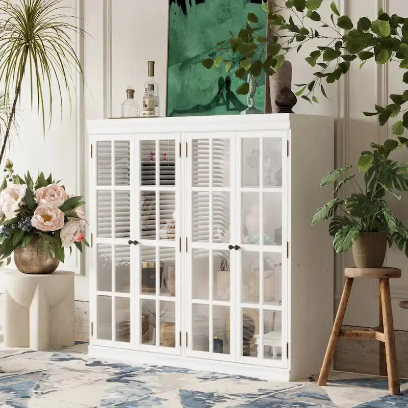 Ensemble de rangement sophistiqué : buffet, vaisselier, bibliothèque