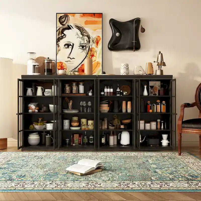 Ensemble de rangement sophistiqué : buffet, vaisselier, bibliothèque