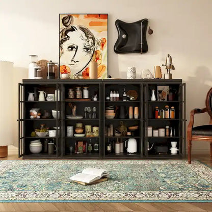 Ensemble de rangement sophistiqué : buffet, vaisselier, bibliothèque