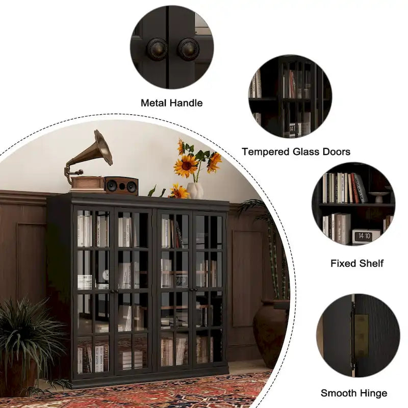 Ensemble de rangement sophistiqué : buffet, vaisselier, bibliothèque