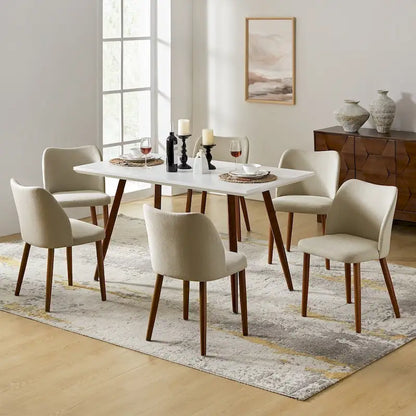 Ensemble de 6 chaises de salle à manger Melisa en bois massif rembourrées par HULALA HOME