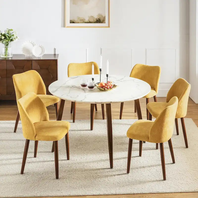 Ensemble de 6 chaises de salle à manger Melisa en bois massif rembourrées par HULALA HOME