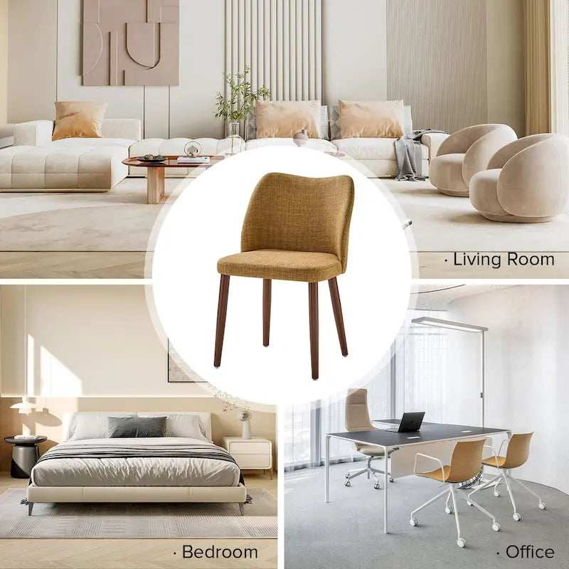 Ensemble de 6 chaises de salle à manger Melisa en bois massif rembourrées par HULALA HOME