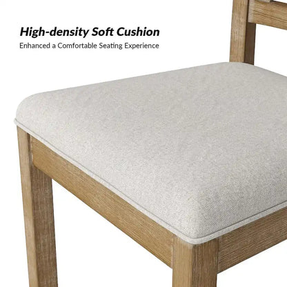 Ensemble de salle à manger rond naturel 5 pièces Nuria Farmhouse avec 4 chaises et une table ronde par HULALA HOME