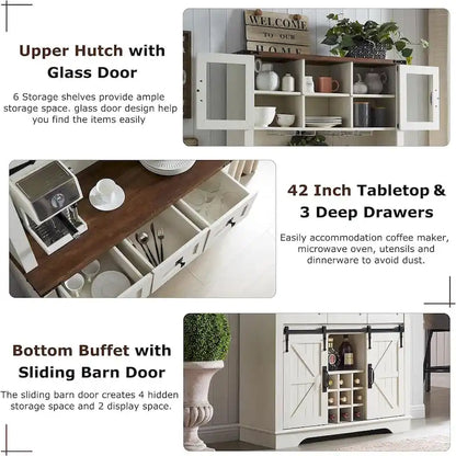 Meuble bar de ferme, buffet de cuisine, table d'appoint pour coin café - Non applicable