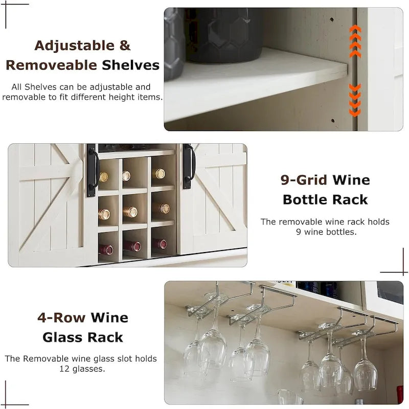 Meuble bar de ferme, buffet de cuisine, table d'appoint pour coin café - Non applicable