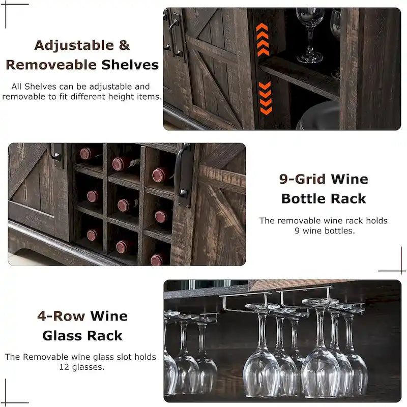 Meuble bar de ferme, buffet de cuisine, table d'appoint pour coin café - Non applicable