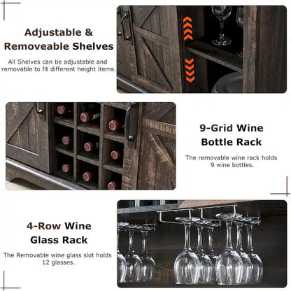 Meuble bar de ferme, buffet de cuisine, table d'appoint pour coin café - Non applicable