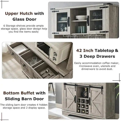 Meuble bar de ferme, buffet de cuisine, table d'appoint pour coin café - Non applicable