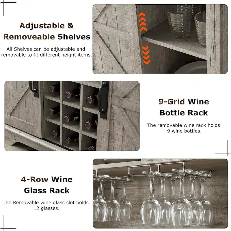 Meuble bar de ferme, buffet de cuisine, table d'appoint pour coin café - Non applicable