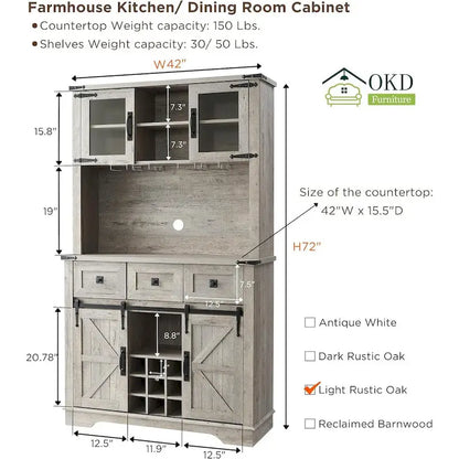 Meuble bar de ferme, buffet de cuisine, table d'appoint pour coin café - Non applicable