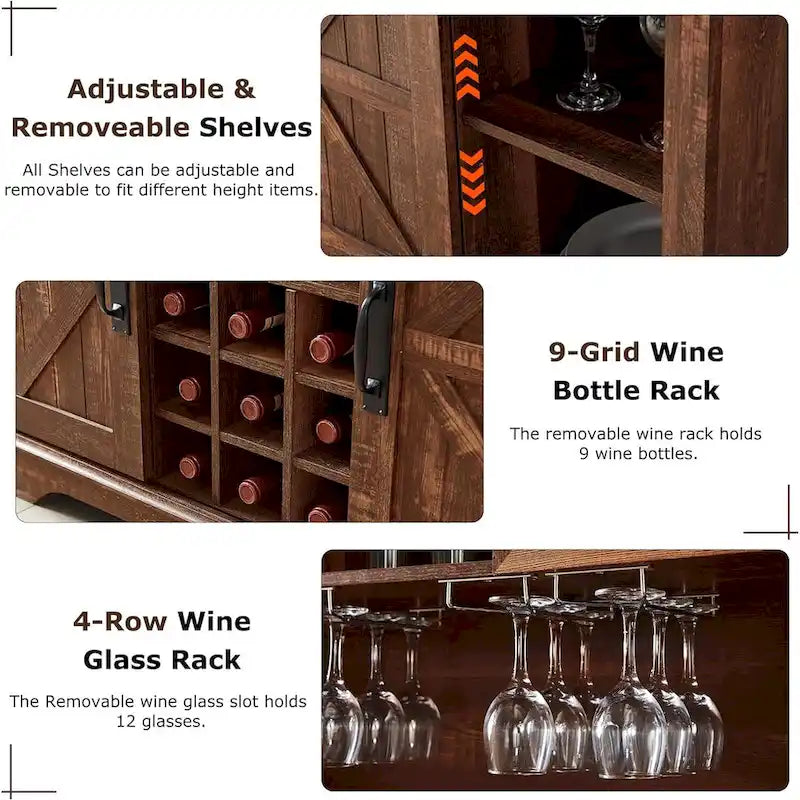 Meuble bar de ferme, buffet de cuisine, table d'appoint pour coin café - Non applicable