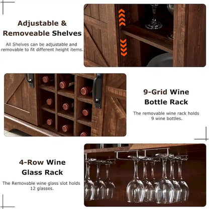 Meuble bar de ferme, buffet de cuisine, table d'appoint pour coin café - Non applicable