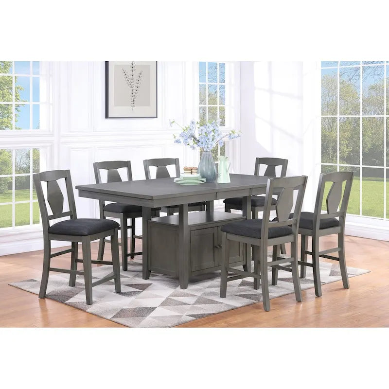 Tuscan Hills 7pc Piece Gray Pub Storage Dining Set
