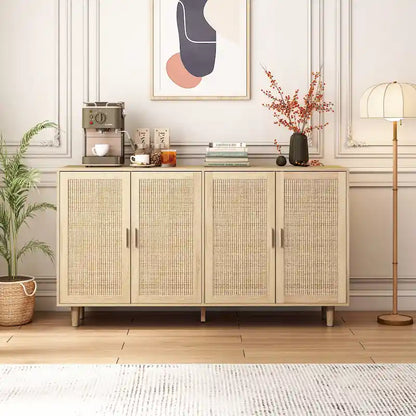 62.20Elegant and Functional 4-Door Rattan Sideboard/Buffet