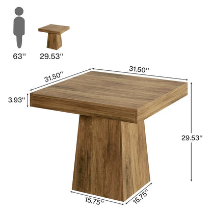 Table de salle à manger carrée de 80 cm (31,5 pouces), table de cuisine en bois, petite table à manger, table de salle à manger de style campagnard