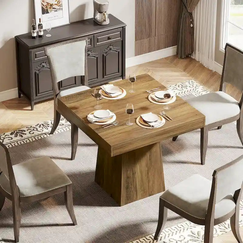 Table de salle à manger carrée de 80 cm (31,5 pouces), table de cuisine en bois, petite table à manger, table de salle à manger de style campagnard