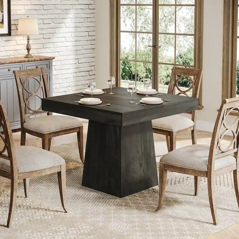 Table de salle à manger carrée de 80 cm (31,5 pouces), table de cuisine en bois, petite table à manger, table de salle à manger de style campagnard