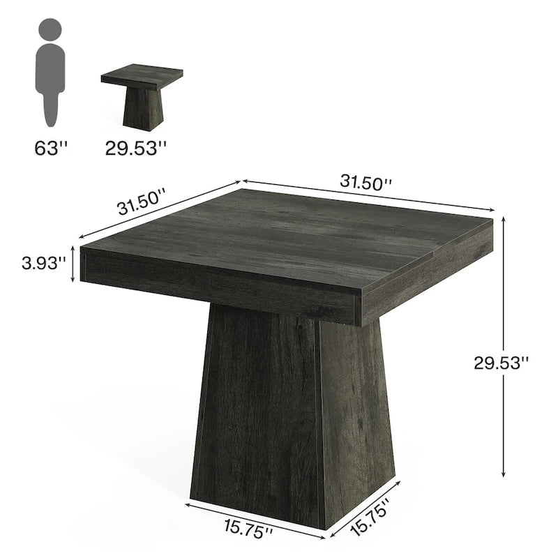 Table de salle à manger carrée de 80 cm (31,5 pouces), table de cuisine en bois, petite table à manger, table de salle à manger de style campagnard