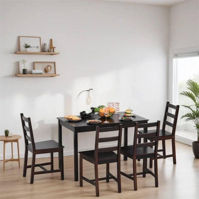 5 Piece Wood Dining Room Table Set with Kitchen Table and Chairs