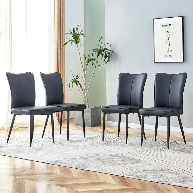 Ensemble de 4 chaises de salle à manger minimalistes modernes en cuir PU