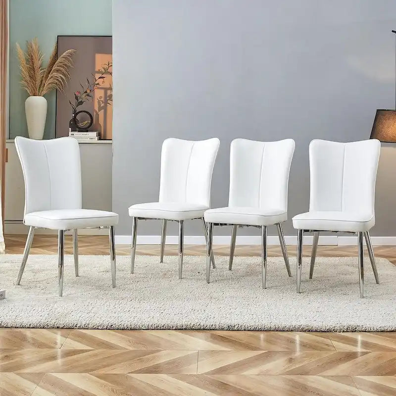 Ensemble de 4 chaises de salle à manger minimalistes modernes en cuir PU