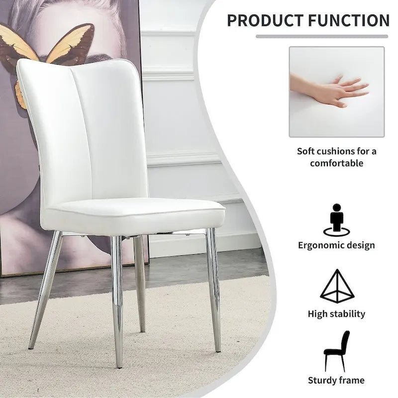 Ensemble de 4 chaises de salle à manger minimalistes modernes en cuir PU