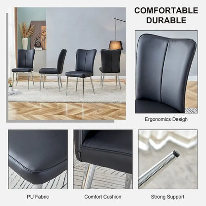 Ensemble de 4 chaises de salle à manger minimalistes modernes en cuir PU